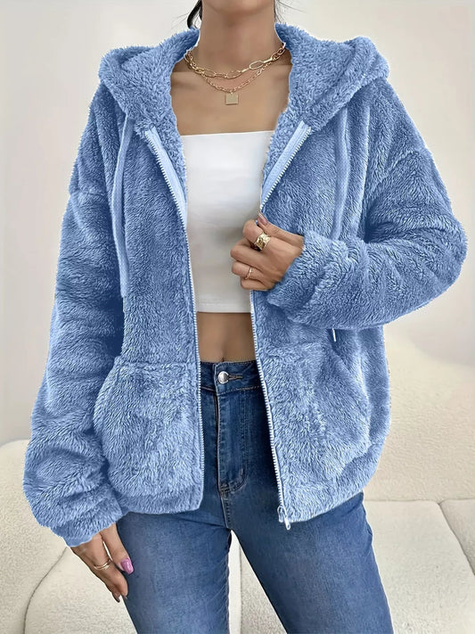 Denisse - Giacca in Pile Calda con Zip e Coulisse