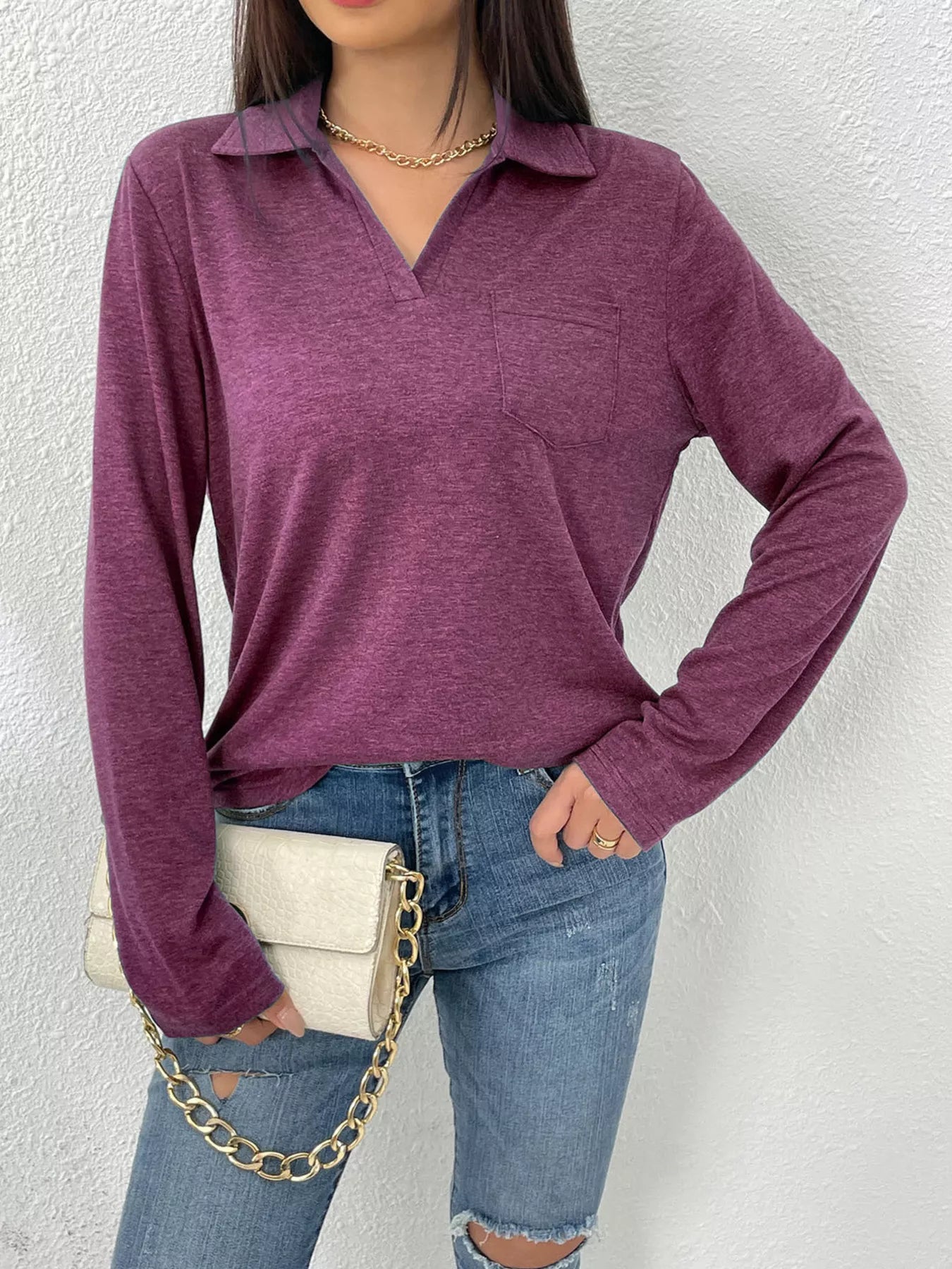 Aurelia - Felpa polo casual a maniche lunghe