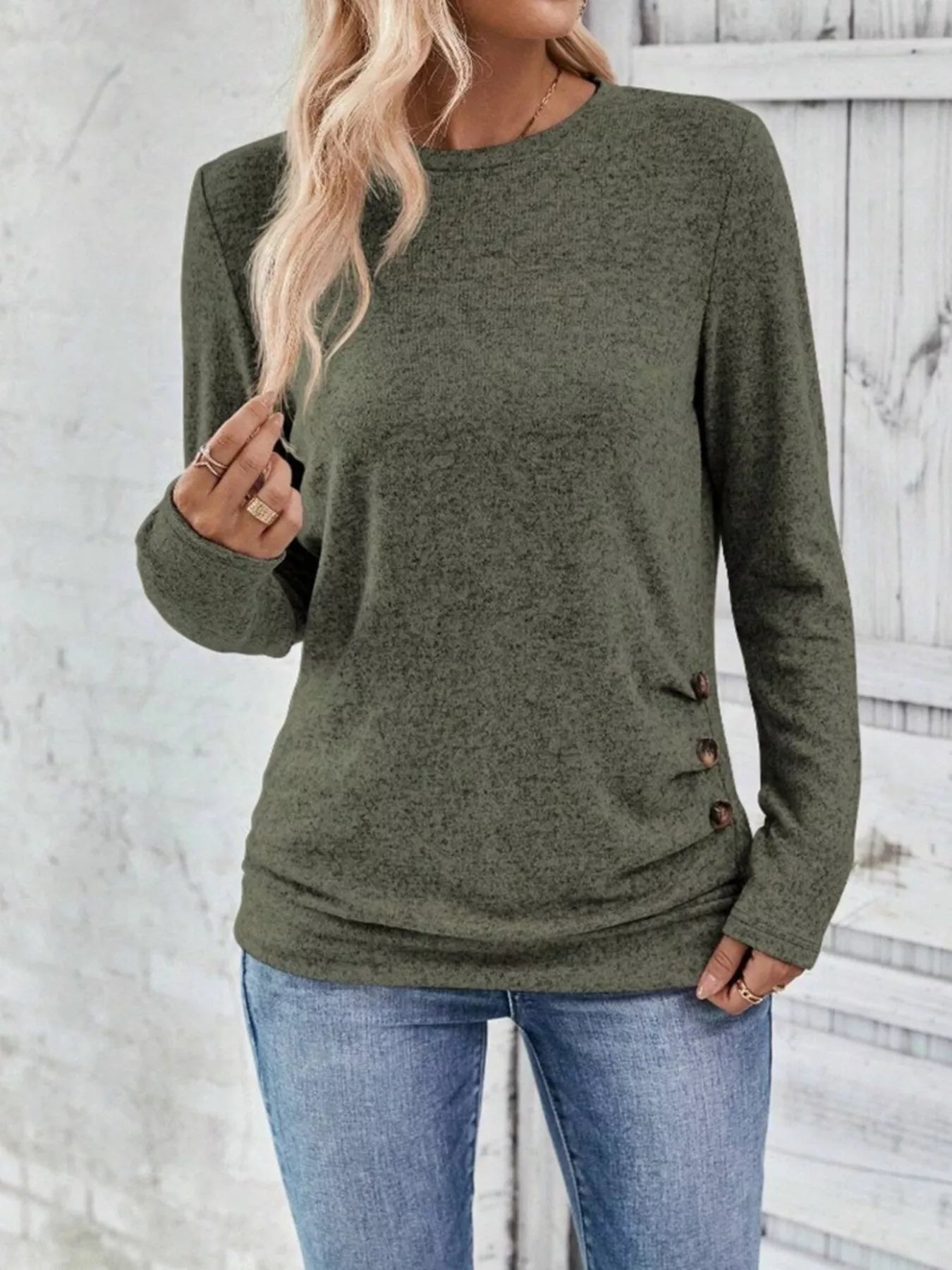 Verline - Felpa casual a maniche lunghe con bottoni