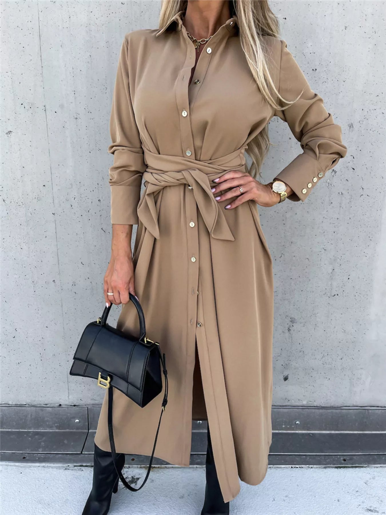 Carlotta - Abito chemisier elegante con bottoni e vestibilità ampia