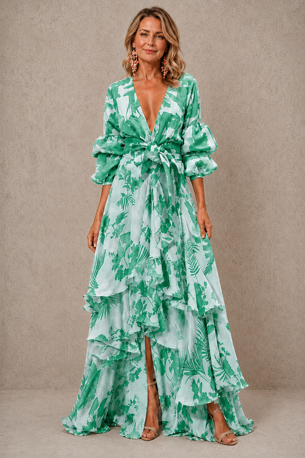 Abito Maxi Floreale a Balze da Donna
