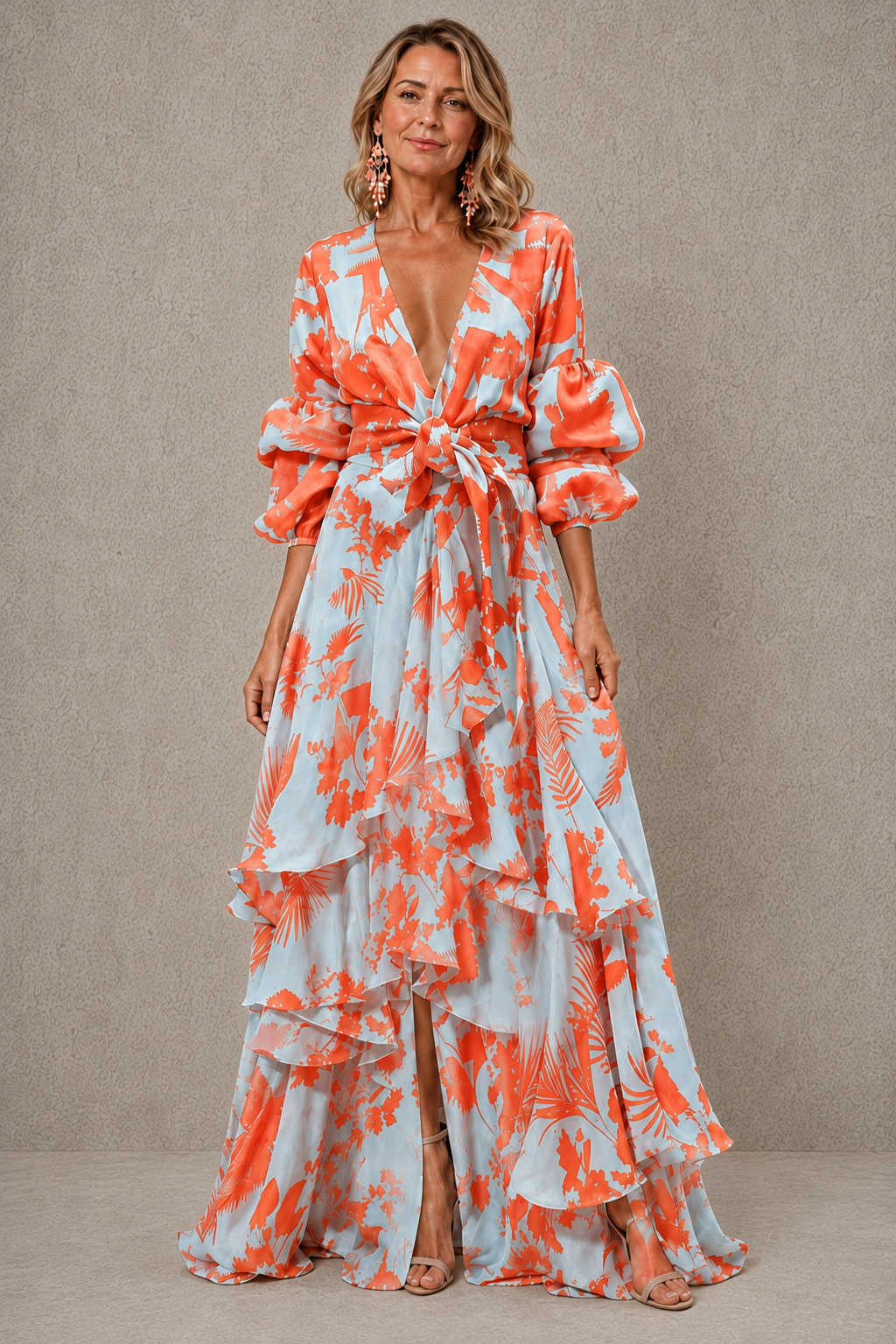 Abito Maxi Floreale a Balze da Donna