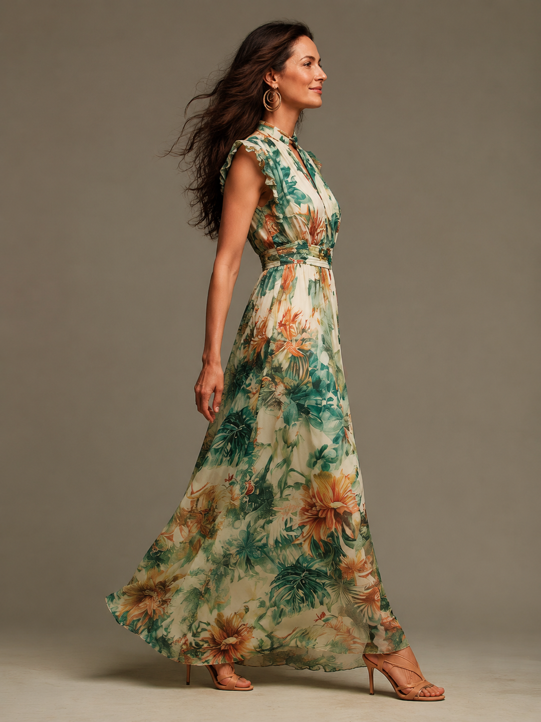 Abito Maxi Elegante in Chiffon da Donna