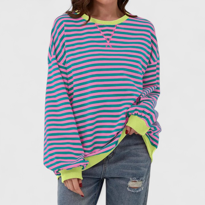 Zeana - Maglione caldo ampio a righe alla moda