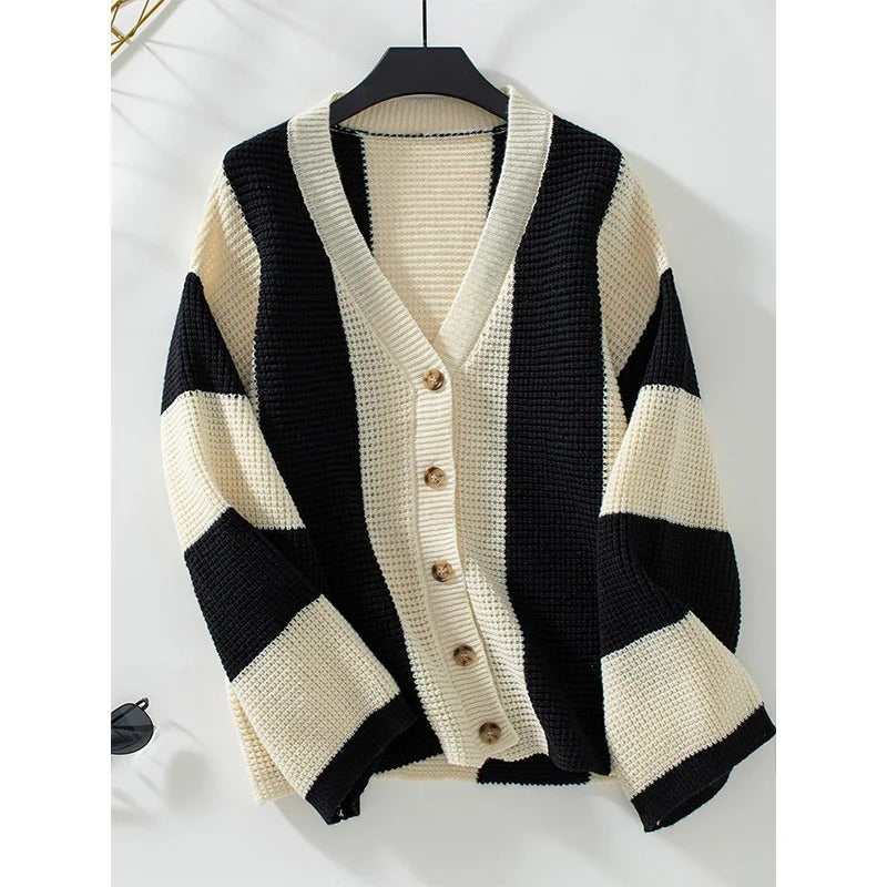 Brittney - Cardigan elegante in maglia a righe