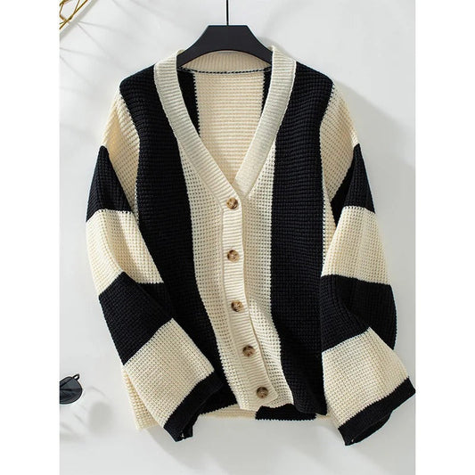 Brittney - Cardigan elegante in maglia a righe