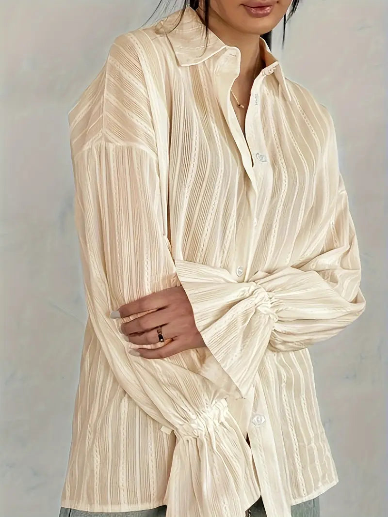 Crystal - Blusa Polo Ampia ed Elegante con Maniche Lunghe