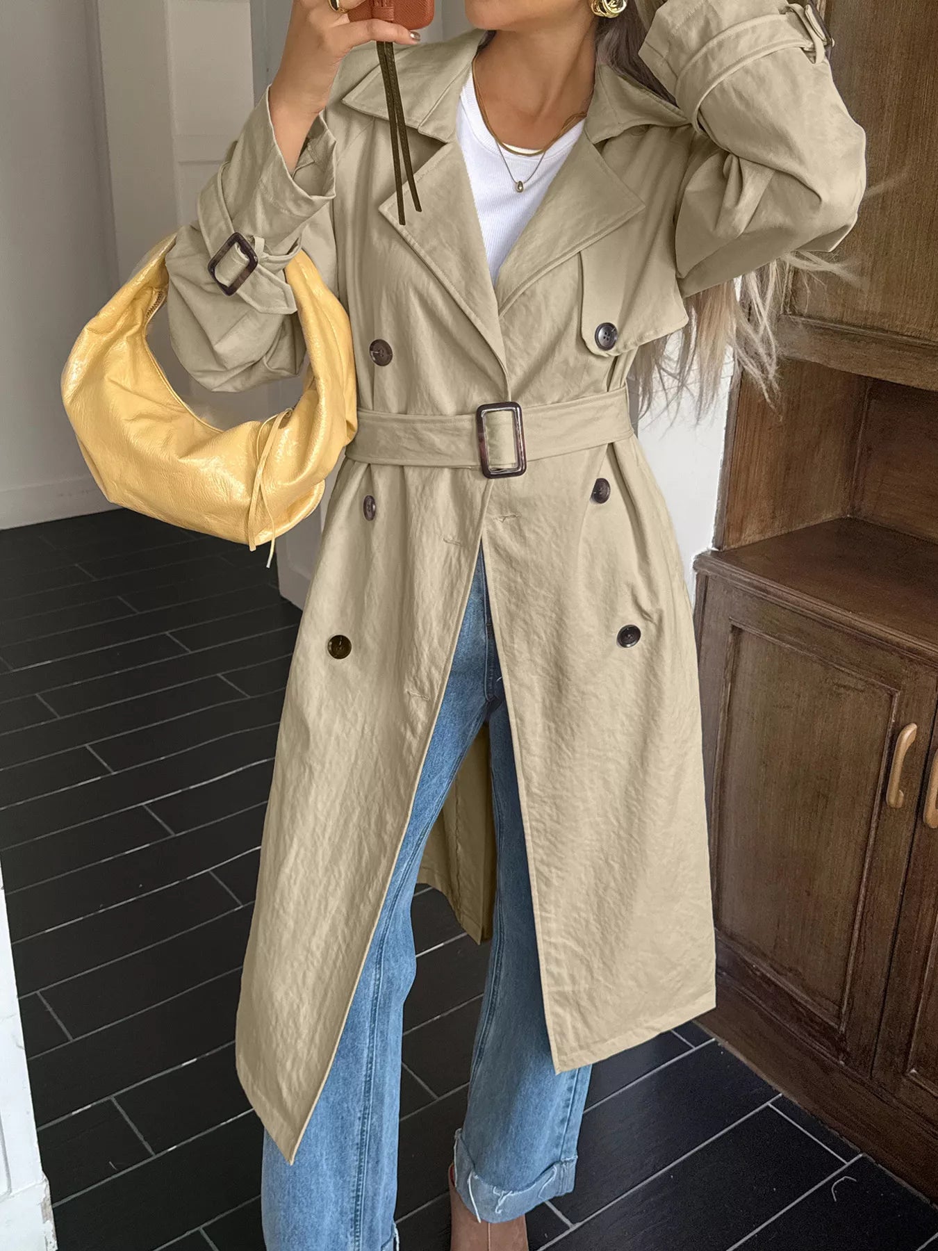Maine - Trench lungo casual doppiopetto con cintura