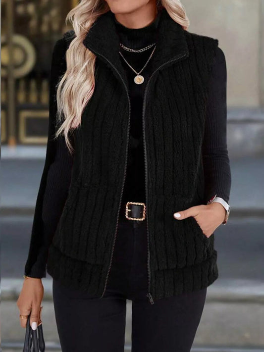 Cassidy - Gilet cappotto in pile con zip, elegante e caldo