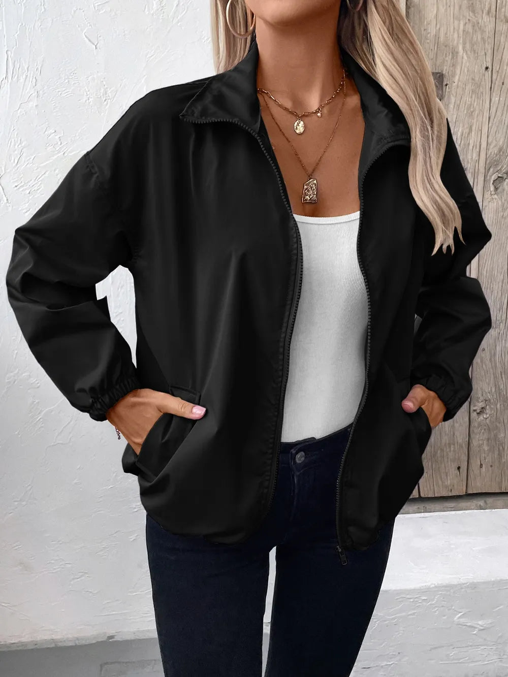 Zenovia - Giacca bomber elegante con zip e tasche