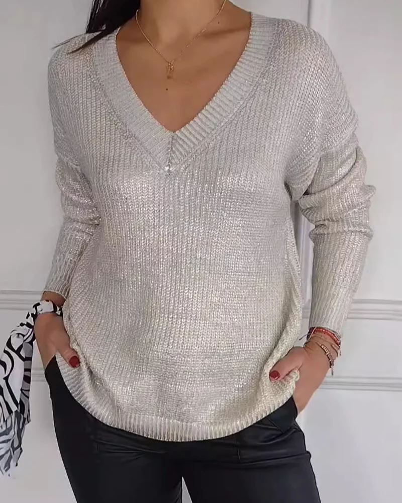 Renesmae - Maglione casual a V caldo e confortevole