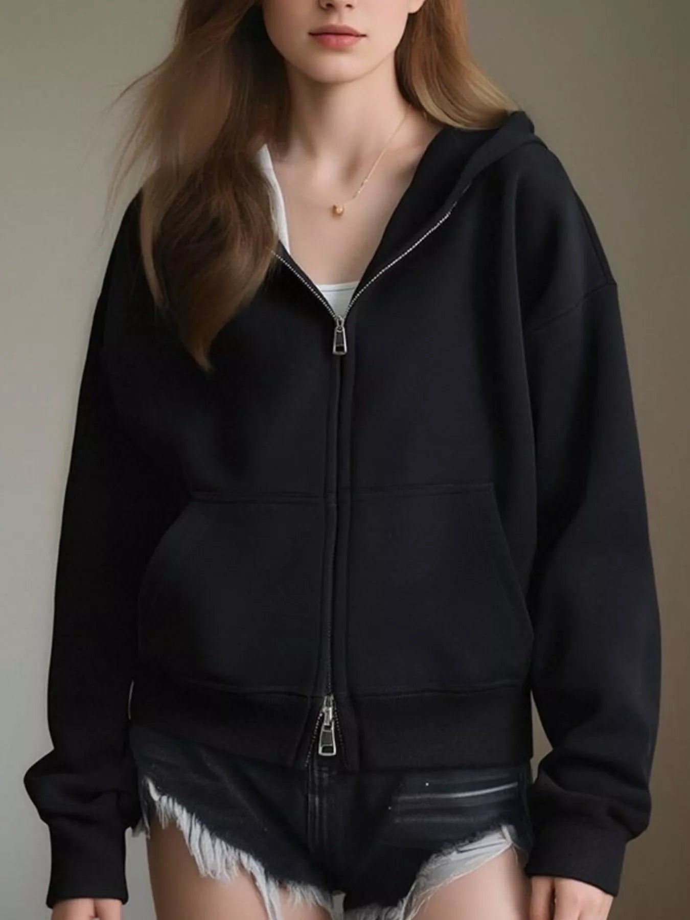 Dafne - Giacca con Cappuccio Casual con Zip