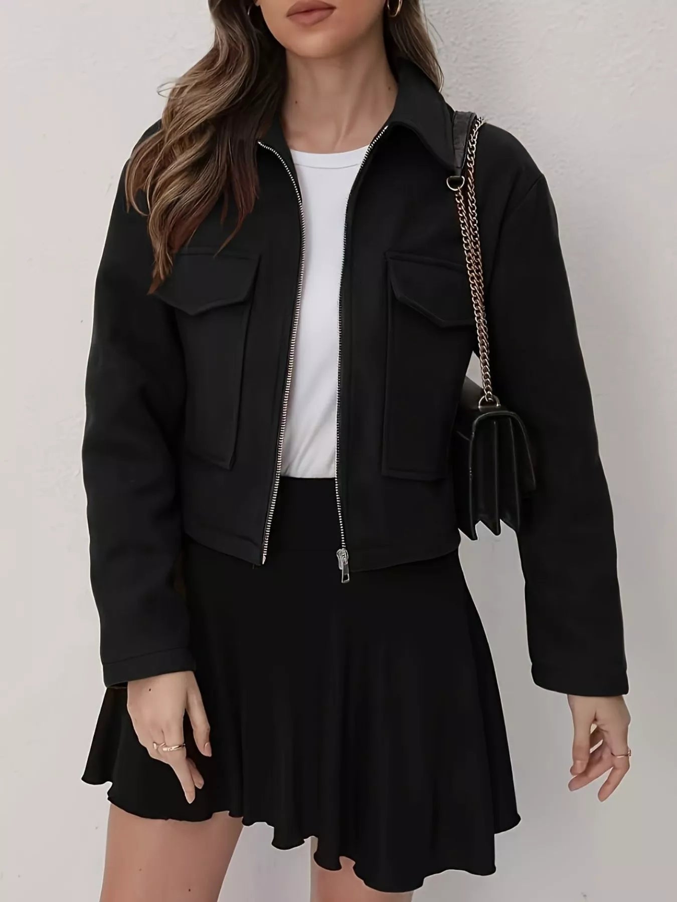 Terra - Giacca elegante cropped con zip e tasche
