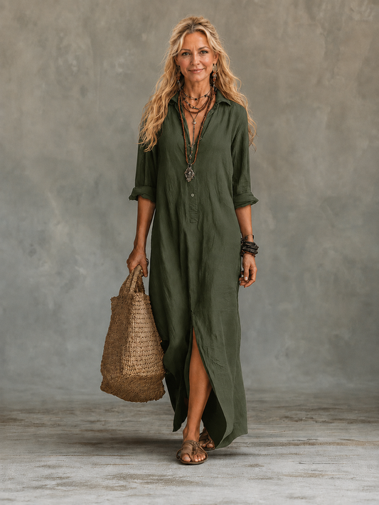 Abito Maxi da Donna con Stampa Effetto Pizzo