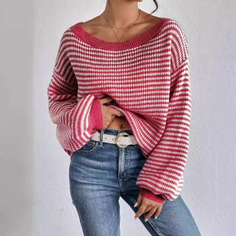 Rhonda - Maglione caldo a righe elegante
