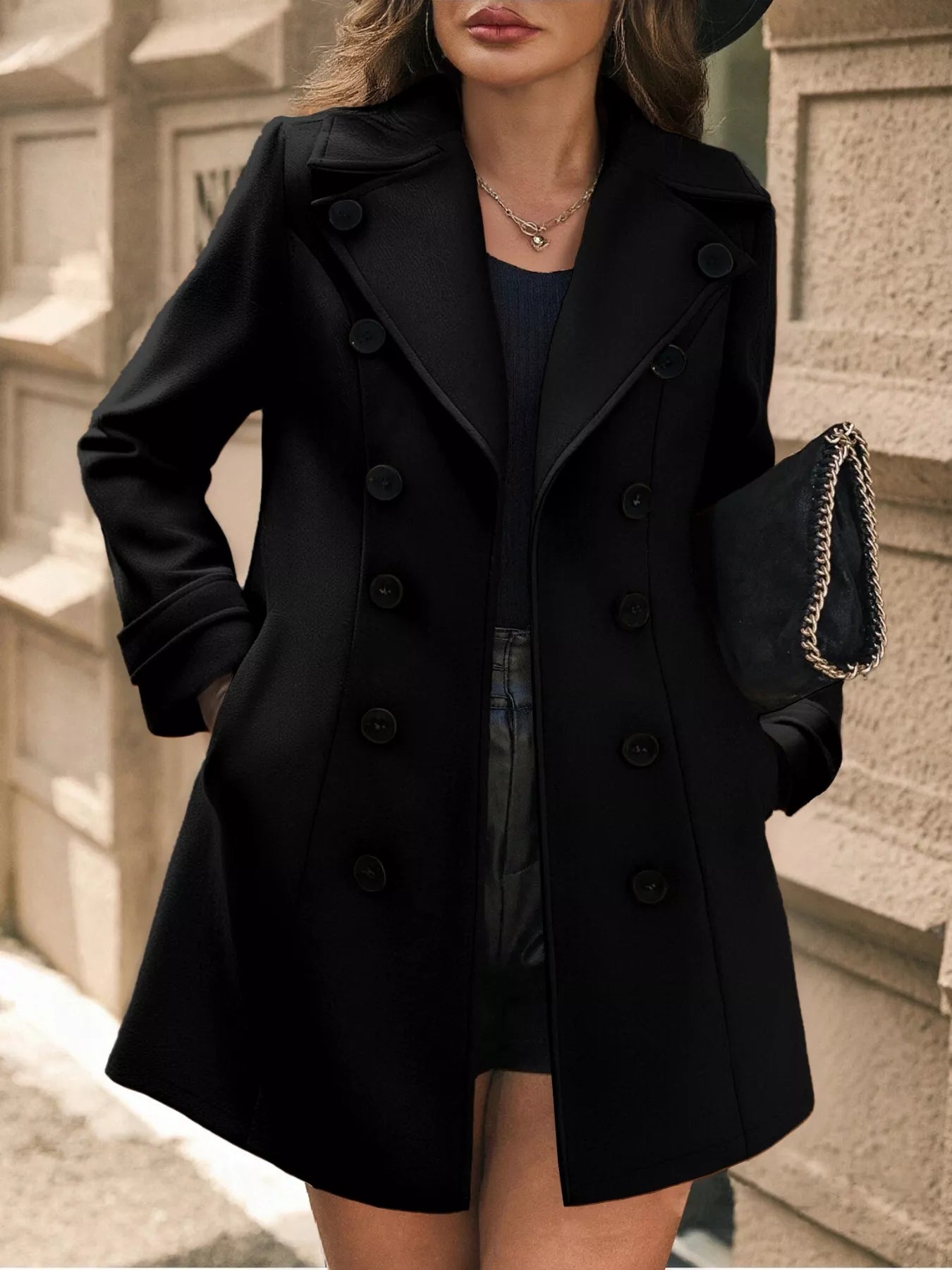 Alliah - Elegante cappotto blazer doppiopetto