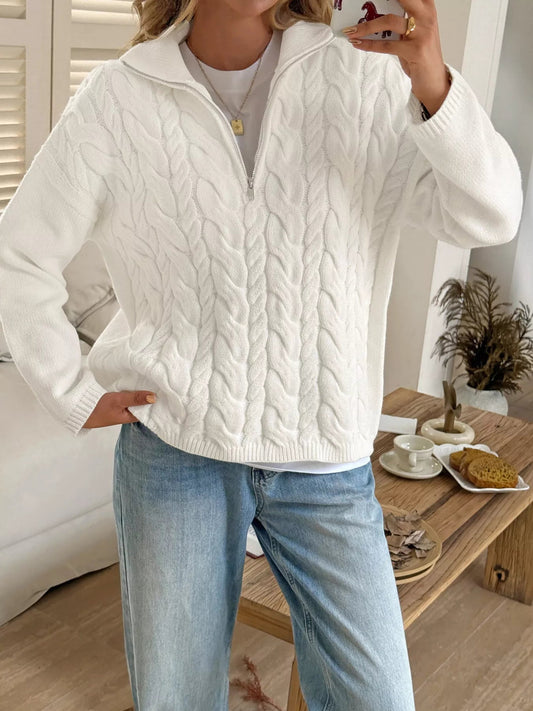 Faith - Elegante maglione caldo intrecciato con mezza zip