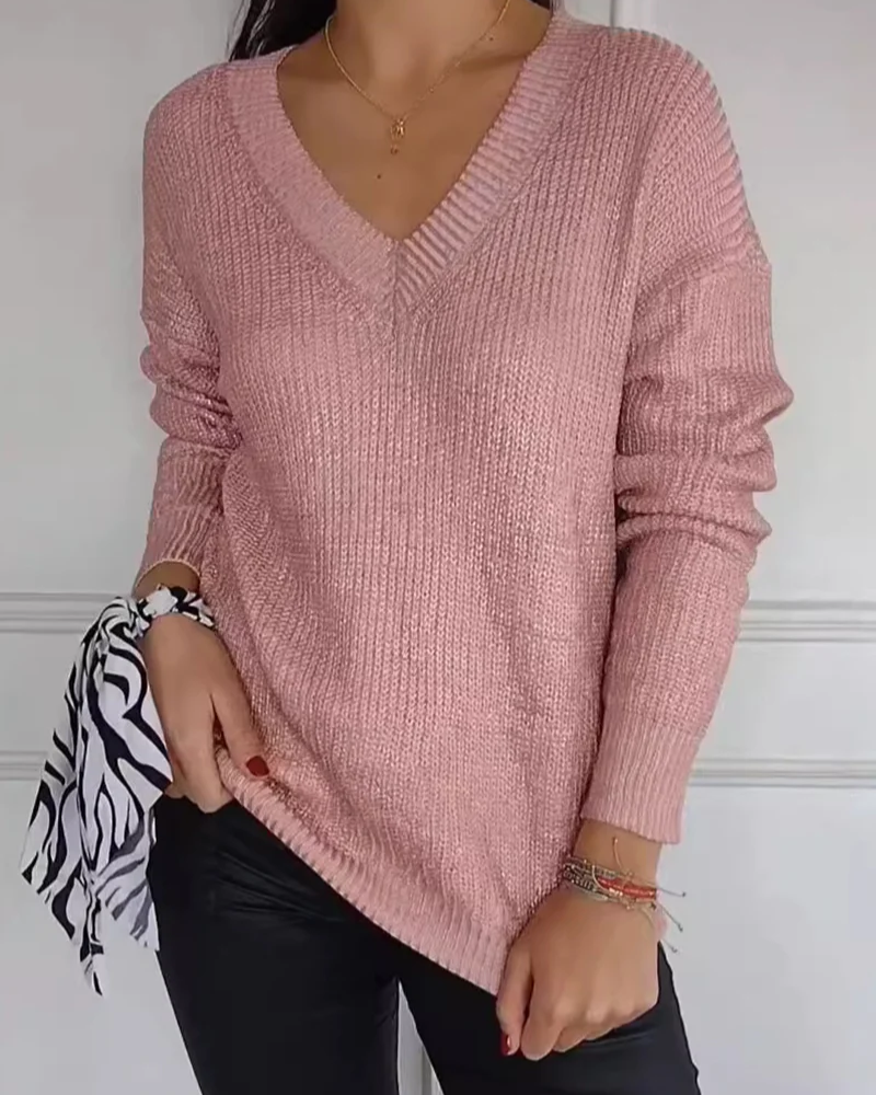 Renesmae - Maglione casual a V caldo e confortevole
