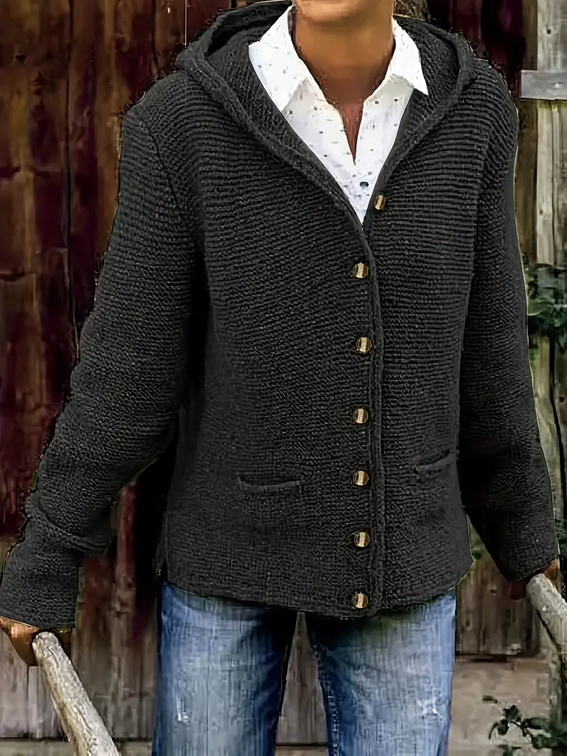 Joelle - Cardigan Elegante Lavorato a Maglia con Cappuccio e Maniche Lunghe