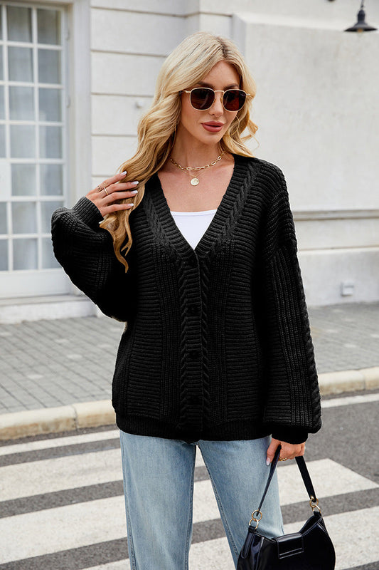 Beatrix - Cardigan a maglia con scollo a V, maniche lunghe e vestibilità ampia