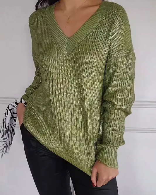 Renesmae - Maglione casual a V caldo e confortevole