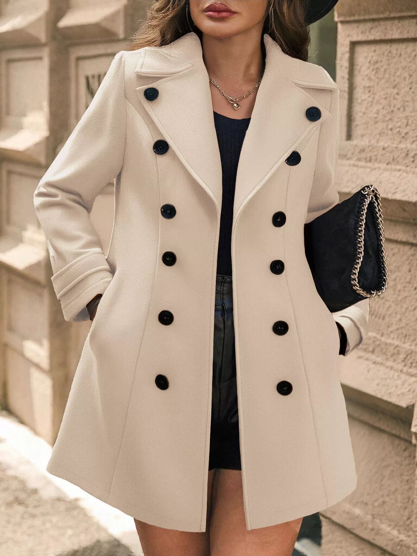 Alliah - Elegante cappotto blazer doppiopetto