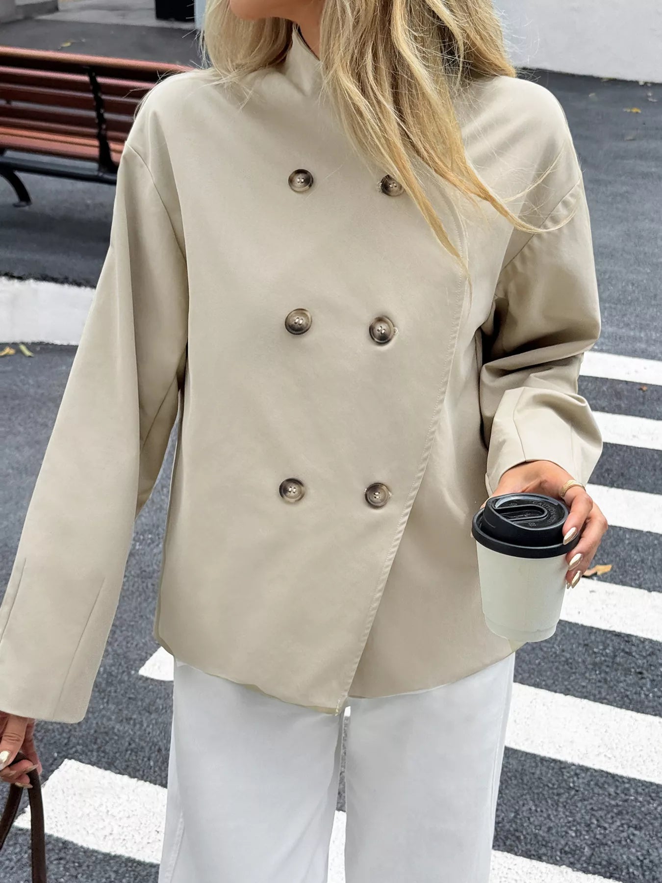 Rhoda - Elegante cappotto doppiopetto a maniche lunghe