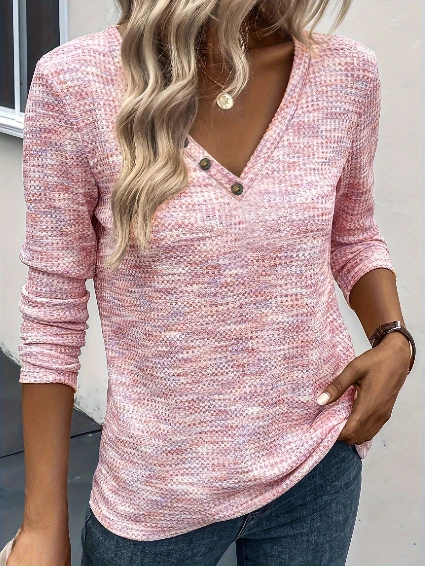 Adrianna - Felpa elegante a maniche lunghe con scollo a V