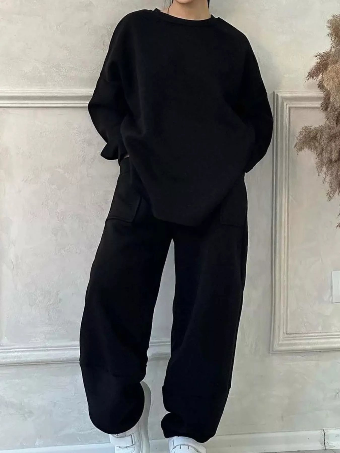 Generosa - Set oversize caldo con maglione e pantaloni
