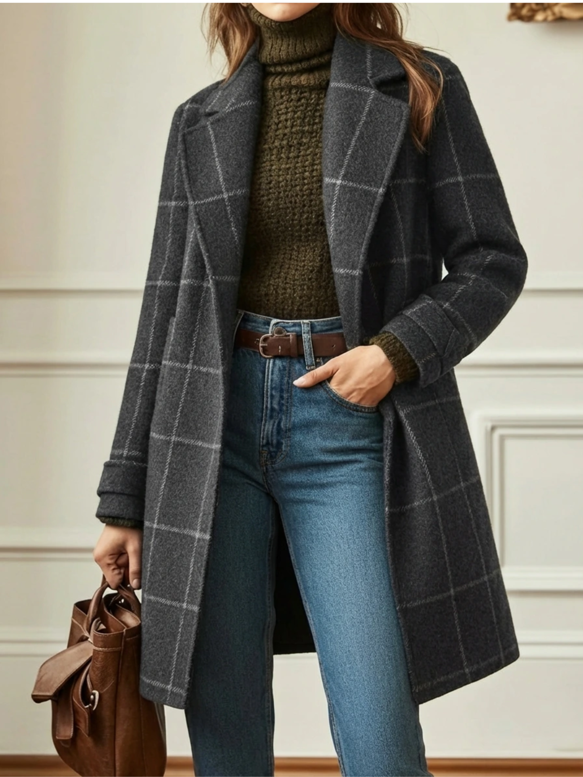 Cappotto Classico da Donna in Lana a Quadri