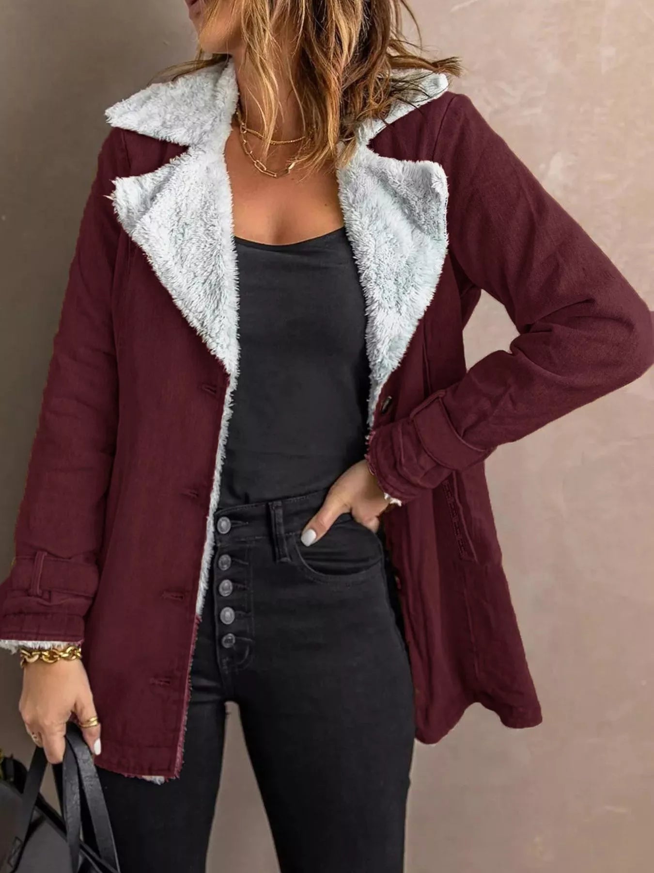 Jaycie - Giacca ampia e calda con fodera in pile