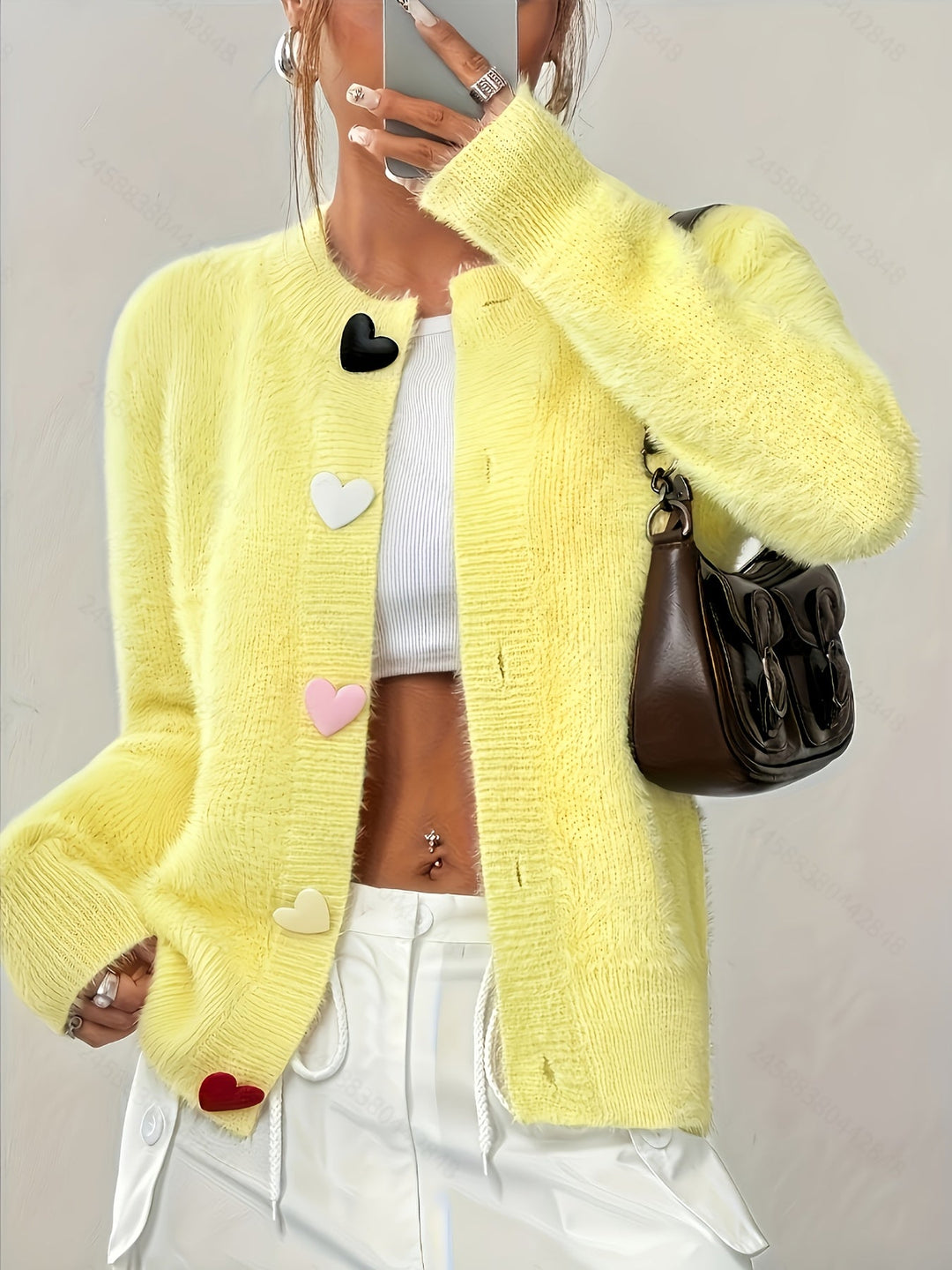 Zelina - Cardigan caldo chic con bottoni a cuore