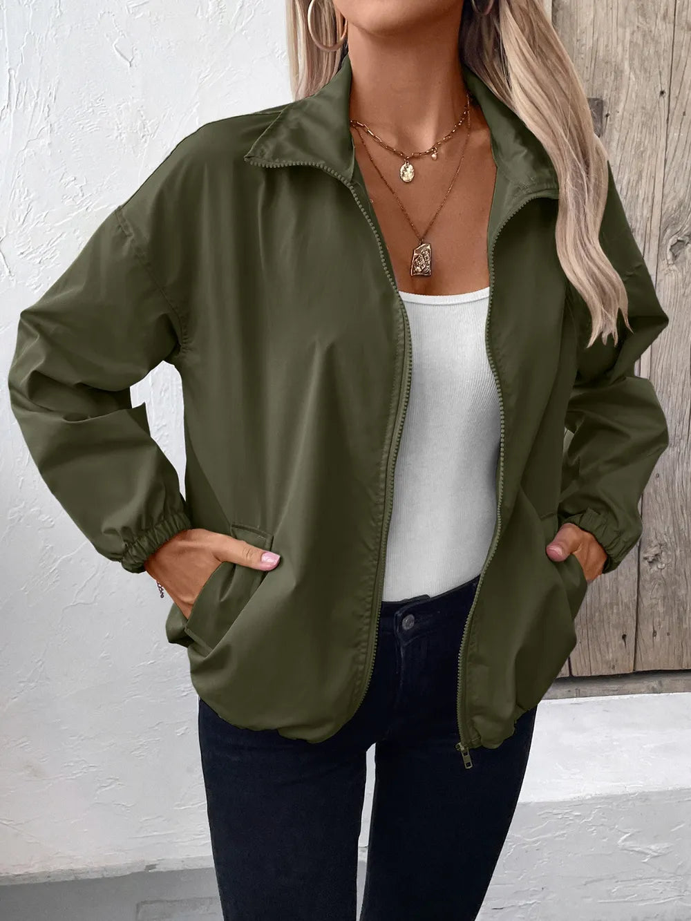 Zenovia - Giacca bomber elegante con zip e tasche