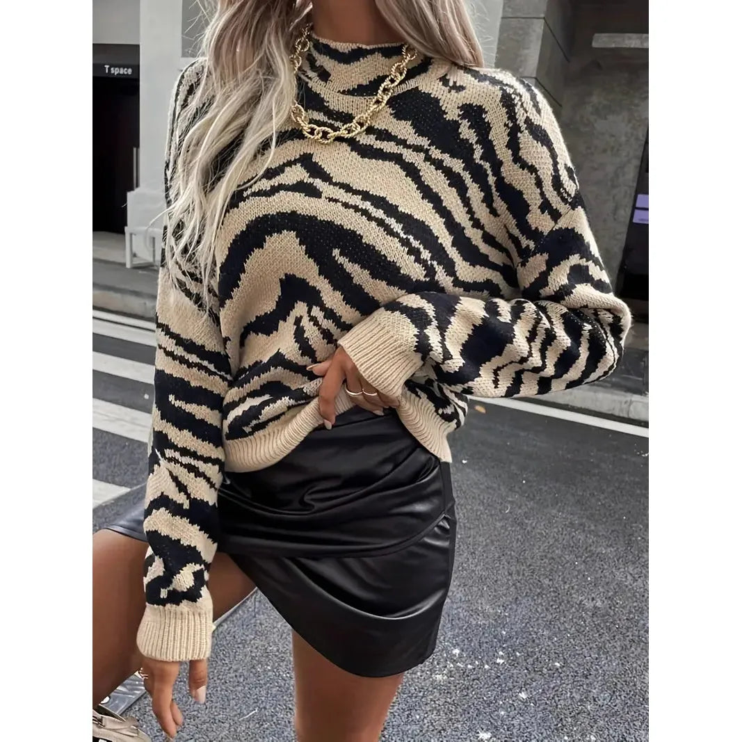 Kadence - Maglione caldo alla moda con stampa zebra