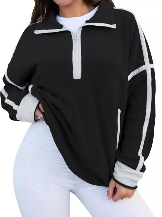 Elenna - Maglione casual elegante con mezza zip