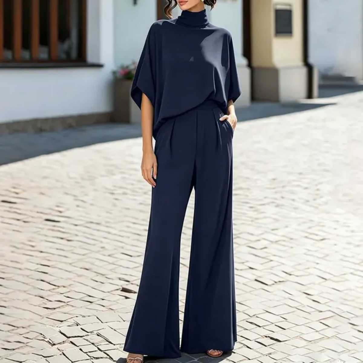 Completo da Donna con Top a Mezza Manica e Pantaloni a Gamba Larga