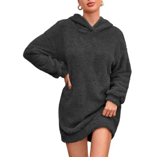 Ria - Abito in pile caldo ed elegante con cappuccio