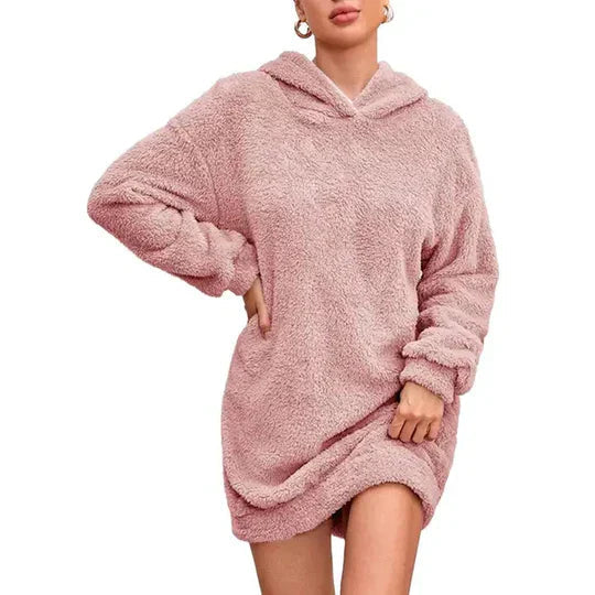 Ria - Abito in pile caldo ed elegante con cappuccio