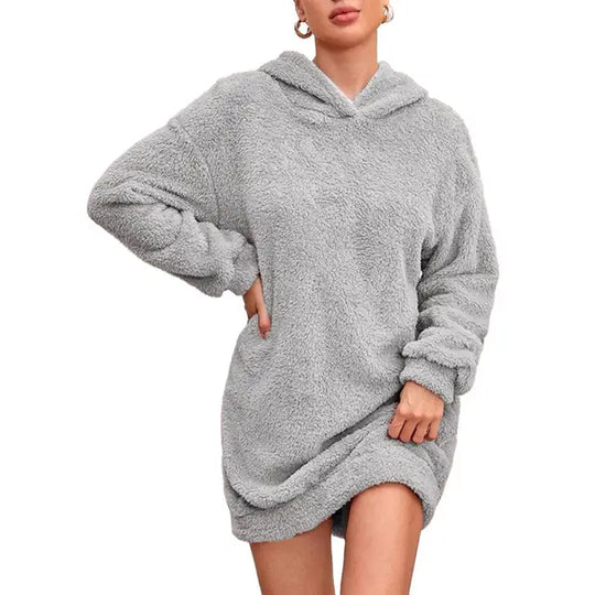 Ria - Abito in pile caldo ed elegante con cappuccio