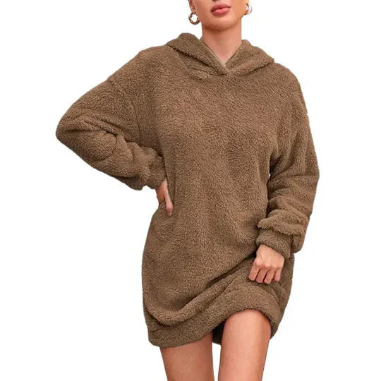 Ria - Abito in pile caldo ed elegante con cappuccio