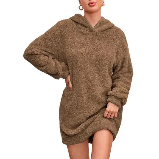 Ria - Abito in pile caldo ed elegante con cappuccio