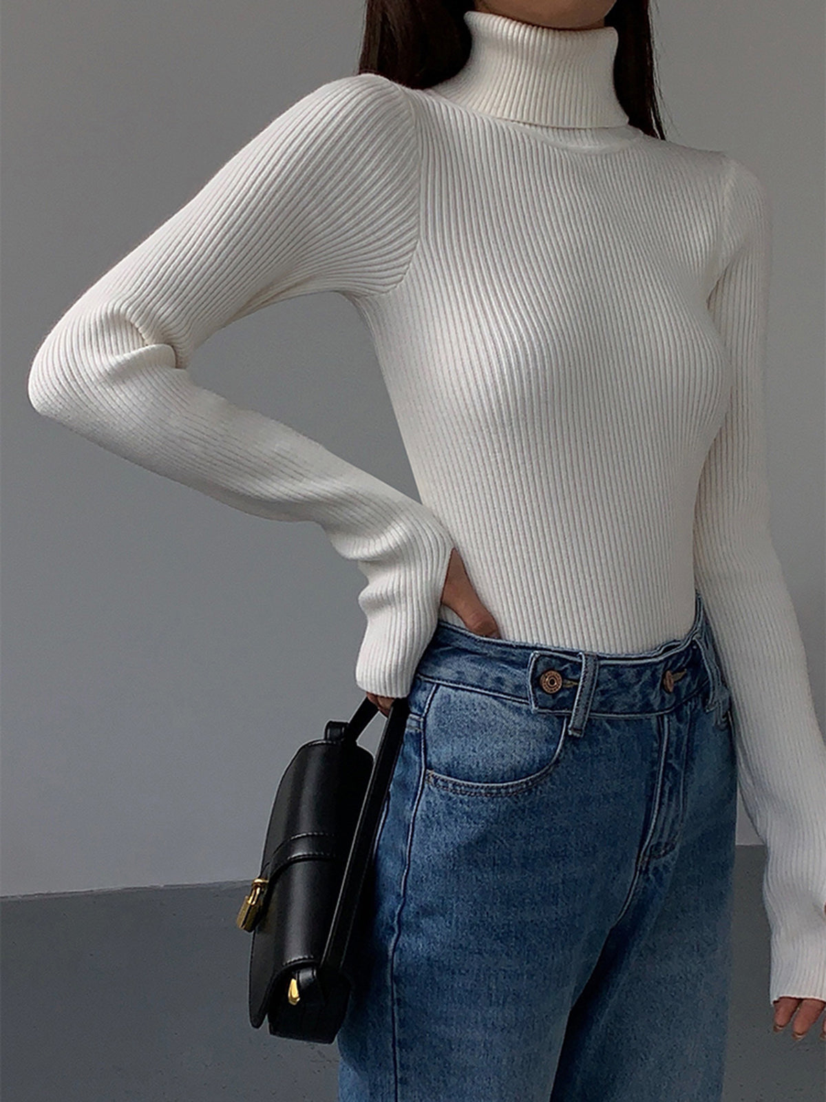 Top Minimalista a Collo Alto Slim da Donna