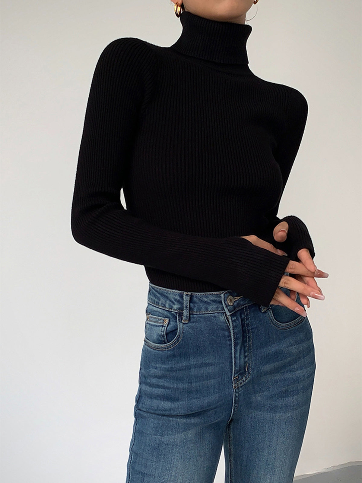 Top Minimalista a Collo Alto Slim da Donna