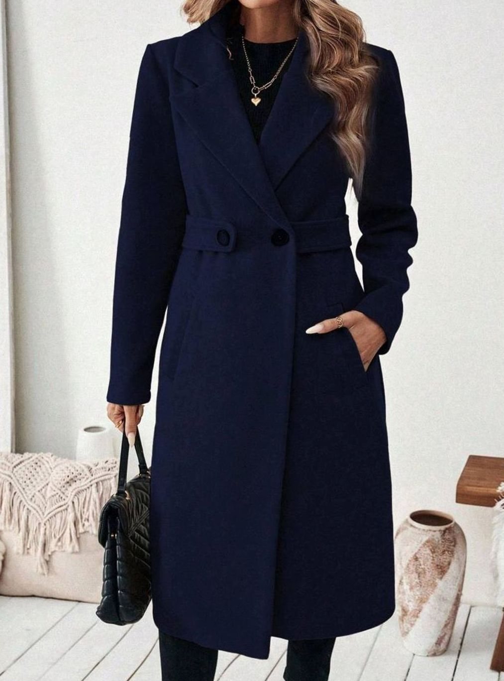 Cappotto Lungo da Donna in Lana con Cintura