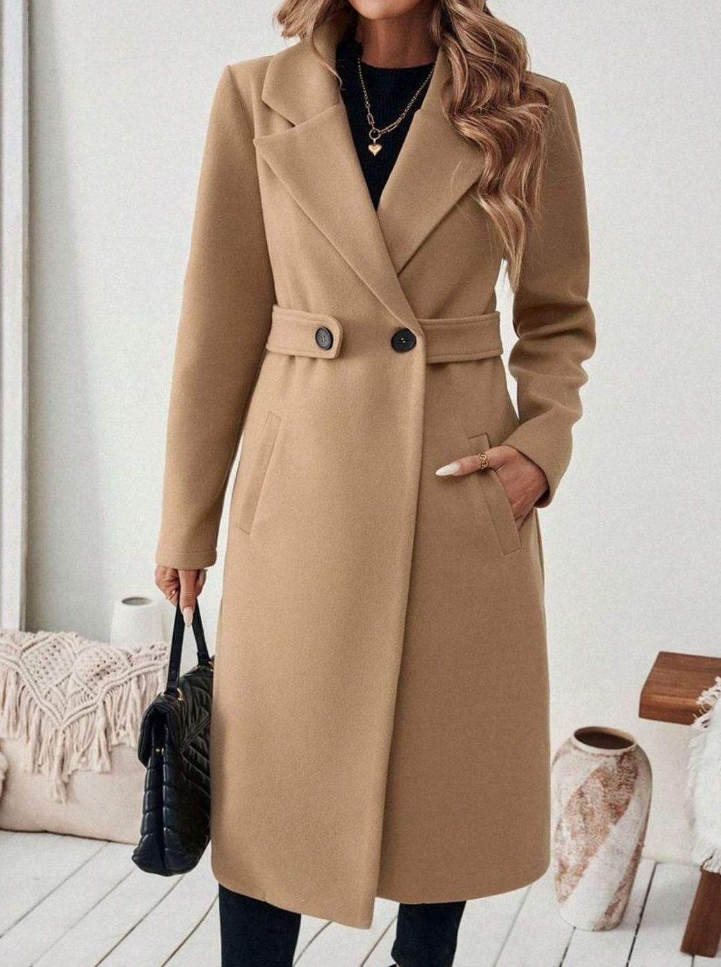 Cappotto Lungo da Donna in Lana con Cintura