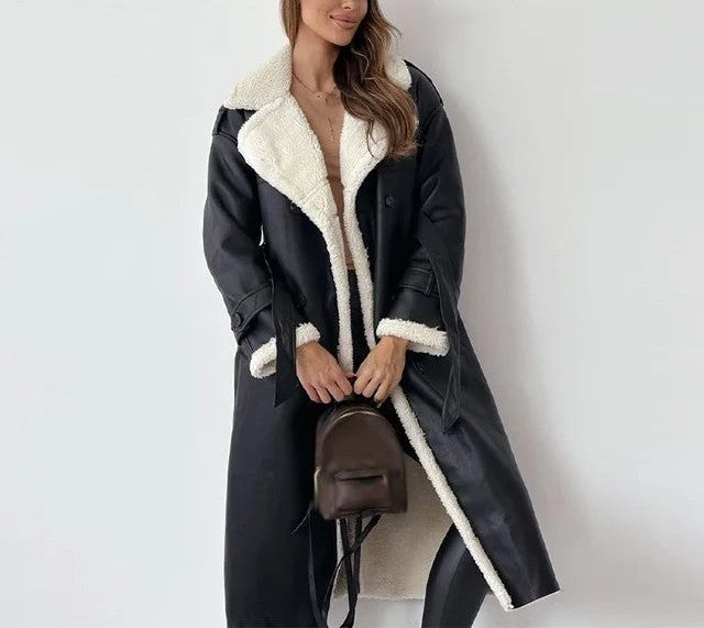 Yashila - Elegante trench lungo caldo con fodera in pile