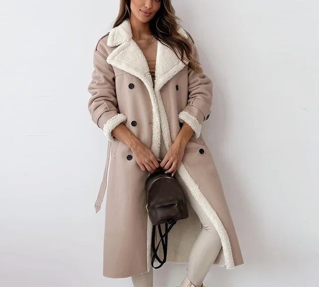 Yashila - Elegante trench lungo caldo con fodera in pile