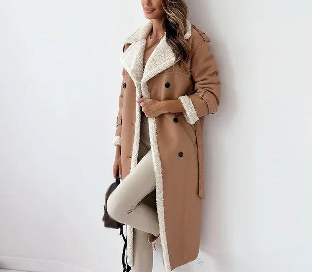 Yashila - Elegante trench lungo caldo con fodera in pile