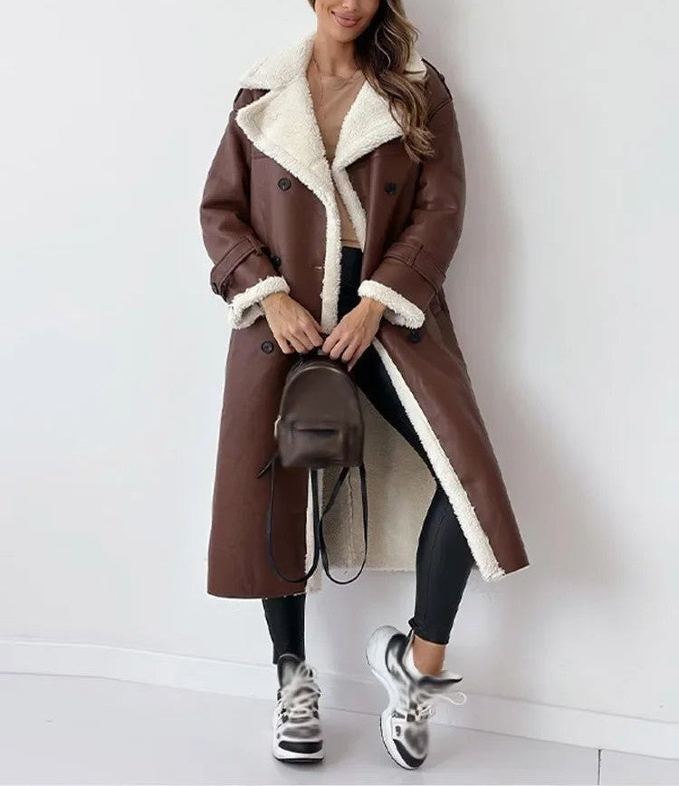 Yashila - Elegante trench lungo caldo con fodera in pile