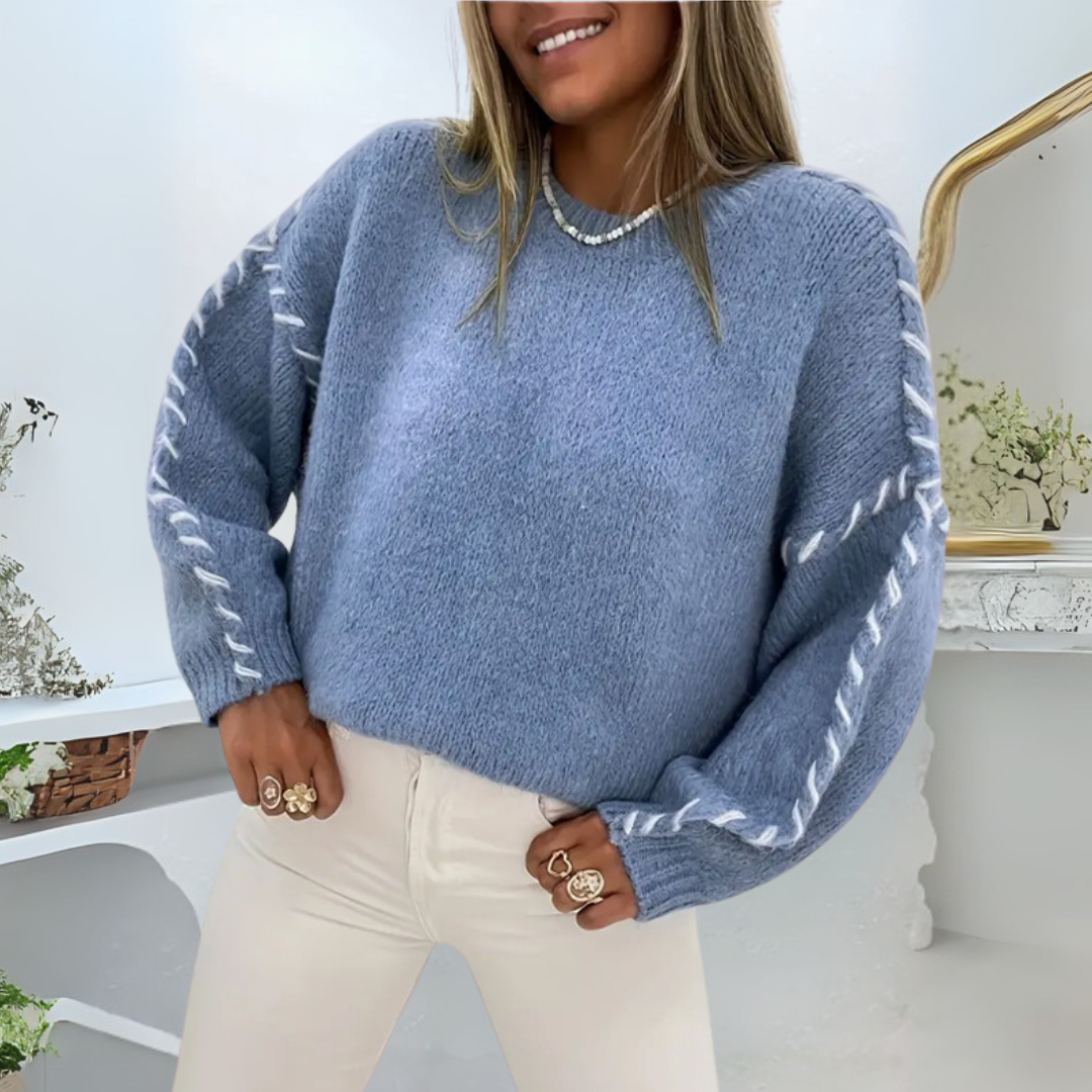 Raisa - Comodo maglione lungo con scollo rotondo